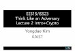 EE515/IS523 Think Like an Adversary Lecture 2 Intro+Cryptoyongdaek/courses/ee515/Slides/02.pdf · q‘In order to best protect my country, I need to find vulnerabilities in other