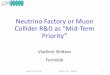 Neutrino Factory or Muon Collider R&D as “Mid-Term Priority” · March 17-20, 2008 NFMCC CM - Shiltsev • Charge to P5: provide recommendations (to HEPAP and D.Kovar) on the priorities