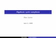 Algebraic cycle complexes - uni-due.debm0032/publ/CycleComplexes.pdf · 2010-02-15 · Algebraic cycles X: an algebraic variety over a eld k. Analgebraic cycleon X is a nite Z-linear