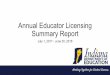Annual Educator Licensing Summary Report · 16/10/2018  · Summary * The following pages include data and graphics summarizing the key licensing activity from the Office of Educator