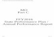 FFY 2016 Part C State Performance Plan (SPP)/Annual ... MO Part C SPPAPR fina… · State Performance Plan / Annual Performance Report. FFY 2016 Part C State Performance Plan (SPP)/Annual