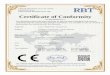 Certificate of Conformity · 2020-04-07 · Certificate of Conformity No: RBT200320211SC-1 The following product has been tested by us with the listed standards and found in conformity