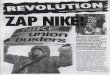 Scanned Image · protest with banners surrounding Nike and chanting "Nike Nike take a Hike!" " sweatshop wages, its outrageous" and "Zapata Vive!" Nike was forced to shut all but