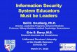 Information Security System Educators Must be Leaders · •Internet searches –Trojans, cookies, etc ... FISSEA 2015 Conference, March 24-25 - Information Security System Educators