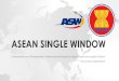 ASEAN SINGLE WINDOW - ETDA · 2019-11-18 · ASEAN SINGLE WINDOW AS A TOOL FOR AEC ASEAN Political-Security Community (APSC) AEC Blueprint NSW ASW National Single Window and ASEAN