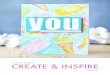 ALTENEW PRESENTS CREATE & INSPIRE · Bold Alphabet Die Set YOU BY THERESE CALVIRD 10 CARDSTOCK Classic Crest Solar White Cardstock Blush Cardstock Lagoon Cardstock Watercolor INKS