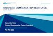 WORKERS’ COMPENSATION RED FLAGS... · 2018-11-29 · 2,476 referrals, 120 workers’ compensation related . 2010 $20,836,308 in losses investigated 1,106 cases closed due to insufficient