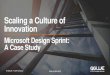 Scaling a Culture of Innovation - Design Led Innovation · YOUR DESIGN SPRINT TEAM? SCALING A CULTURE OF INNOVATION Teams frame problem statements based on the framework created by