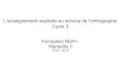 Cycle 3 Formation REP+ Marseille 3 · Deux entrées pour enseigner Apprentissages explicites : activités spécifiques, systématiques, ... F. Bernard et F. Roca → expressions du