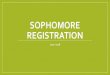 SOPHOMORE REGISTRATION · Sophomore Requirements •English II A & B •Mathematics A & B •U.S. History I A & B or II •Health •Biology •1 more Science •Also make sure you