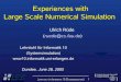 Experiences with Large Scale Numerical Simulation · 2015. 5. 13. · 1 Experiences with Large Scale Numerical Simulation Lehrstuhl für Informatik 10 (Systemsimulation) Dundee, June