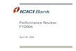 Performance Review: FY2004 - ICICI Bank · 3 Highlights Profitability • 35% increase in profit after tax to Rs. 4.55 billion in Q4-2004 from Rs. 3.38 billion in Q4-2003 • 36%