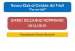 DIARIO DELL’ANNO ROTARIANO A.R. 2014-2015 · PDF file 25 SETTEMBRE 2014 : Visita del Governatore Ezio LANTERI Insieme al RC di Aquileia-Cervignano-Palmanova . ... 10 FEBBRAIO 2015