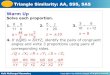 Triangle Similarity: AA, SSS, SAS Warm Up...Triangle Similarity: AA, SSS, SAS Example 3 Continued Step 2 Find CD. Corr. sides are proportional. Seg. Add. Postulate. Substitute x for