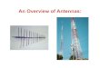 An Overview of Antennas · the antenna verically. 3) Receiver antennas on cars must also be mounted vertically (to match polarization) and it is difficult to attach a 1/2 wave dipole