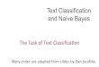 Text Classification and Naïve Bayesfaculty.cse.tamu.edu/huangrh/Fall16/l3_text... · 2016. 9. 6. · Text Classification and Naïve Bayes The$Task$of$TextClassiﬁcaon$ Many slides