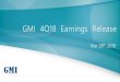GMI 4Q18 Earnings Release...2019/03/29  · Financial-Consolidated operating gross profit margin YoY -0.09 QoQ -0.10 YoY 3.5 Financial-Consolidated earnings per share (In NT$) -2.22