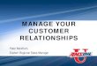 MANAGE YOUR CUSTOMER RELATIONSHIPS - Synthetic Warehouse · 2014. 7. 23. · MANAGE YOUR CUSTOMER RELATIONSHIPS . Peter Markham, Eastern Regional Sales Manager . 1 . I want to share