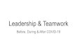 Leadership & Teamwork · Leadership & Teamwork Before, During & After COVID-19 “The superior man blames himself. The inferior man blames others.” "I think what coaching is all