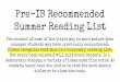 younger students may have previously encountered. Pre-IB … · Summer Reading List The content of some of the titles may be more mature than younger students may have previously