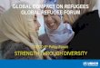 GLOBAL COMPACT ON REFUGEES GLOBAL REFUGEE FORUM · 2019. 6. 25. · Global Compact on Refugees Affirmed by the UN General Assembly in December 2018 Four interlinked objectives o Ease