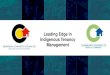 Leading Edge in Indigenous Tenancy Management...due course Infrastructure projects with Guda Guda, Frog Hollow, Tjuntjuntjara, Nyaliga The projects in Frog Hollow and Nyaliga are focused