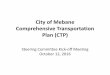 City of Mebane Comprehensive Transportation Plan (CTP)...Project kick‐off October 12, 2016 CTP Vision October 2016 –November 2016 Vision statement, goals and objectives, community