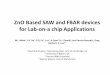 ZnO Based SAW and FBAR devices for Lab-on-a chip Applications · ZnO Based SAW and FBAR devices for Lab-on-a chip Applications W.I. Milne 1, X.Y. Du , Y.Q. Fu3, J.Lu 4, X.Zhao A.J