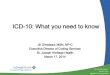 ICD-10: What you need to know - Conference Presentations/ICD-1 · PDF file ICD-10-CM Diagnosis Code Structure The ICD-10-CM diagnosis code set is a full replacement of the ICD-9-CM