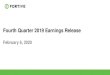 Fourth Quarter 2019 Earnings Release2020/02/06  · Fourth Quarter 2019 Earnings Release February 6, 2020 FORWARD-LOOKING STATEMENTS & NON -GAAP FINANCIAL MEASURES Statements in this