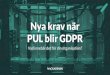 Nya krav när PUL blir GDPR - OMMHutbildning.ommh.se/wp-content/uploads/2017/11/GDPR_Whitepaper.pdfDen nya dataskyddsförordningen, GDPR, kommer att ställa nya krav på dig och din
