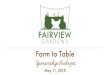 Farm to Table · • Spring Break and Summer Camp • Farming and Farm Education Internships Fairview is about community… • Food System Entrepreneurship Academy (in support of