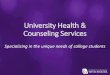 University Health & Counseling Services SOAR 2019.pdf• Fort HealthCare – Fort Atkinson (10 miles) • Aurora Medical Center – Elkhorn (15 miles) • St. Mary’s – Janesville