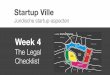 StartupVille Wk4 TheLegalChecklist v03 · Woensdag 10 juli Eindpitch + Markt/Demo Day (Economie071/HSL) + 2 demo-momenten bij PLNT en Area (op een vrijdag/juni 16.00-) + 2/3 demo-momenten