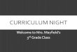 Curriculum Night - meganmayfieldksumed.weebly.commeganmayfieldksumed.weebly.com/uploads/7/5/7/4/... · CURRICULUM NIGHT Welcome to Mrs. Mayfield’s 3rd Grade Class. WHO IS MRS. MAYFIELD?