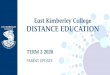 What is Distance Education? - East Kimberley College€¦ · distance education; correspondence, online programs, virtual classrooms, phone conferencing and face-to-face learning