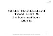 State Contestant Tool List & Information include colored pencils, two 11"x17" tablets, chalk, glue stick,