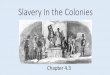 Slavery In the Colonies - Moore Public Schools...Slavery in the Colonies Attempts to STOP slavery… 1652 –Rhode Island passed 1st anti-slavery law. Didn’t last long because RI