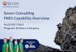 Seven Consulting PMO Capability Overview · Australia’s est Program Delivery ompany Award Winning Company Exceptional Services Award Winner 2018 Woolworths Group IT 6x Seven Consulting