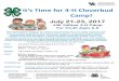 It’s Time for 4 H Cloverbud Camp! · Bathing suit(s) (one-piece suits for all females); beach towel Sunscreen lotion and insect repellent Bath towel and wash cloth Soap, shampoo,