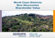 World Class Districts New Discoveries Shareholder Value...• Callinan (now Altius) advanced C$150,000 to Avrupa as part of the Exploration Alliance Program in 2013. • Callinan (now