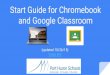 Start Guide for Chromebook and Google Classroom · 2019. 10. 27. · Classroom lets you communicate with your classes and easily share assignments, materials, and messages. Send Feedback