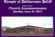 Subject to change Church Announcements · 2015-06-21  · Chrissy Bullock James “Timmy” Brown Regina Grant Pendleton/Taylor/Jackson Lynn Bandy Sharon Robinson Barry Cunningham