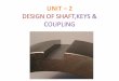 UNIT – 1 ROLLING CONTACT BEARING...UNIT – II Design of Shafts, Keys & Coupling Q.3 a) Theory 04 Mark b) Theory or Numerical 06 Mark OR Q.4 Numerical or sometime derivation 10 Mark