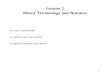 Lecture 1 Matrix Terminology and Notation - polito.it · 2013. 2. 28. · Matrix coeﬃcients coeﬃcients (or entries) of a matrix are the values in the array coeﬃcients are referred