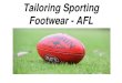 Tailoring Sporting Footwear - AFL · Plantar Pressures • In-shoe boot plantar pressure (Wong et al. (2006)) ... • Cushion & Comfort • Fat Pad . ... Soft Insoles Modification