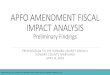 APFO AMENDMENT FISCAL IMPACT ANALYSIS ... APFO Amendment Passed in 2018 Major change was lowering capacity utilization rate to 105% for ES, 110% for MS, and added HS test at 115%