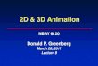 2D & 3D Animation - graphics.cornell.edu€¦ · Background is drawn and colored Key animator draws the most important, or key, frames of character In-betweener fills in the key frames