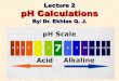 Lecture 2 pH Calculationspharmacy.uobasrah.edu.iq/images/stage_one/Analytical_Chemestry/Ekh… · Problem: (a) Calculate pH and (b) the fraction of CH 3 CO 2 H ionized at equilibrium