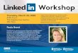 Workshop - University of Baltimore€¦ · LinkedIn! Students from all majors are welcome to participate. Refreshments will be provided. Combining her expertise in career counseling,